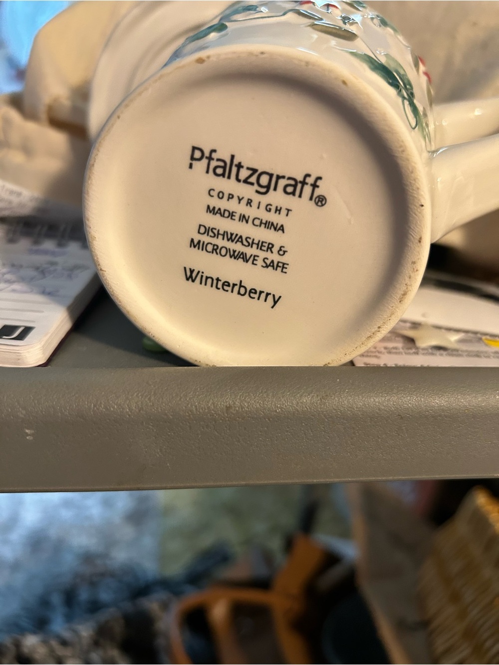 Pfaltzgraff Winterberry Mug - White with Red & Green Accents